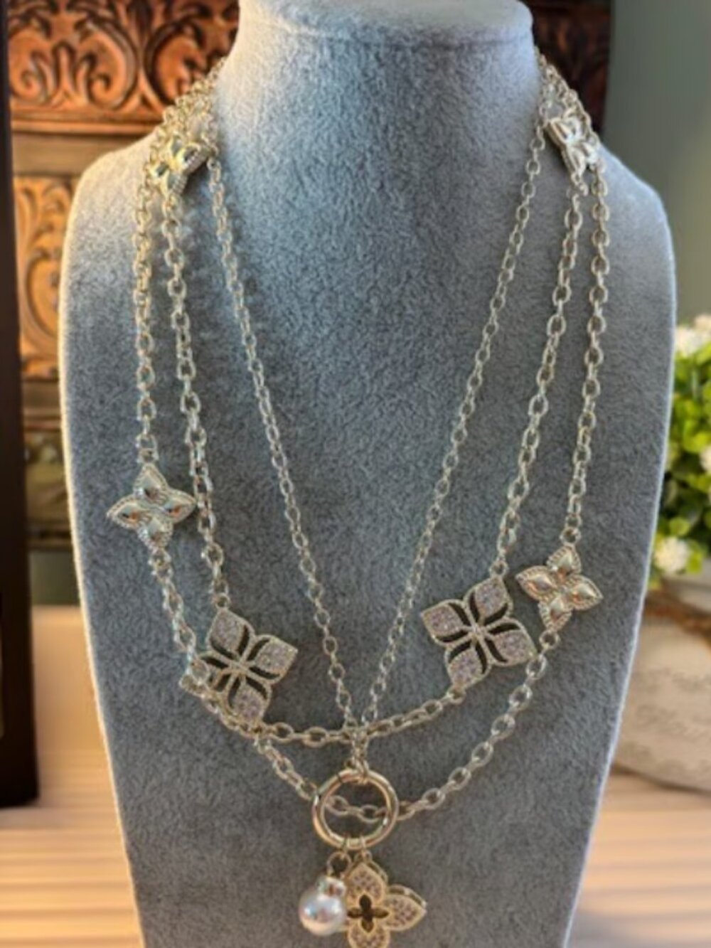 Set of 2 CZ and 14k Gold Plated Necklaces